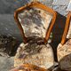 8 cherry wood chairs in Louis XV style with velvet upholstery.