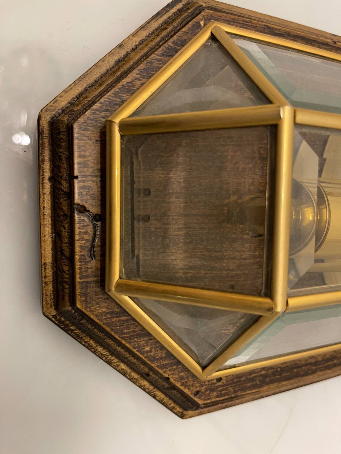 Wooden Brass Sconces Set of 2