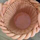 Vintage braided ceramic basket