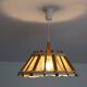 Vintage pendant lamp in wood and canvas 1970
