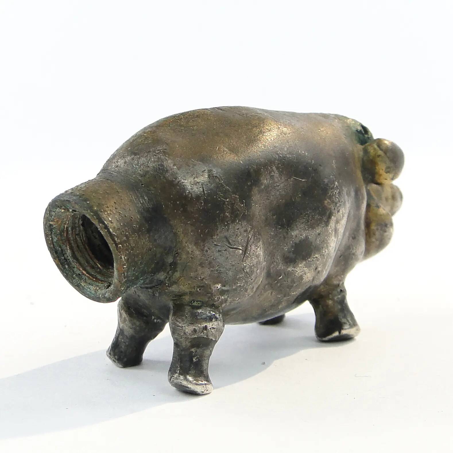 Figurative salt shaker, silver-plated brass, Germany, 19th century