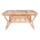 Table basse rotin rectangulaire, Riviera plateau verre, années 1970