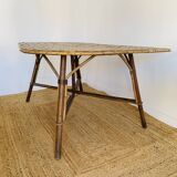 Large free-form rattan table