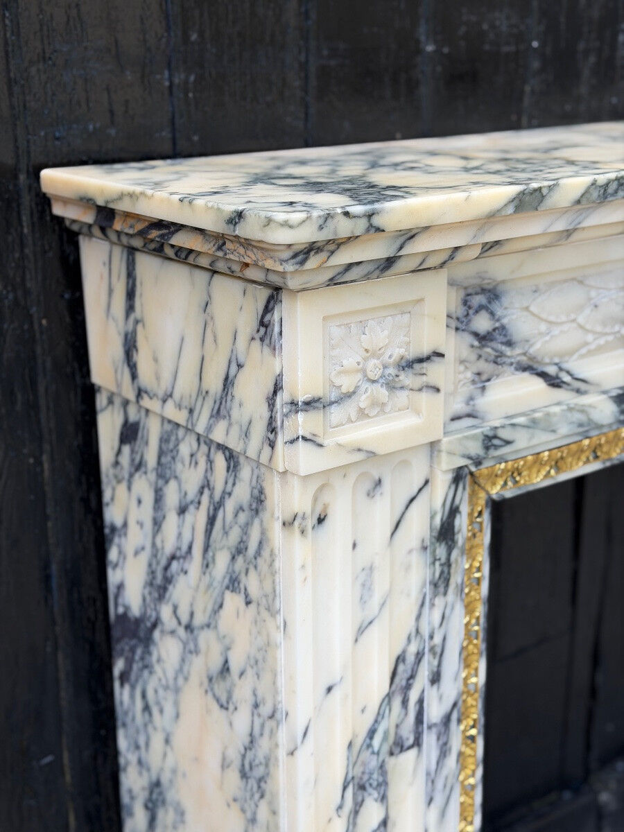Louis XVI style fireplace in Paonazzo marble, circa 1880.