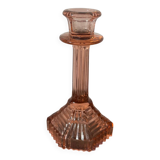 Bougeoir Rosaline verre rose art déco