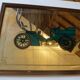 Screen-printed mirror of old car "1904 Mercedes 40" vintage 1970s