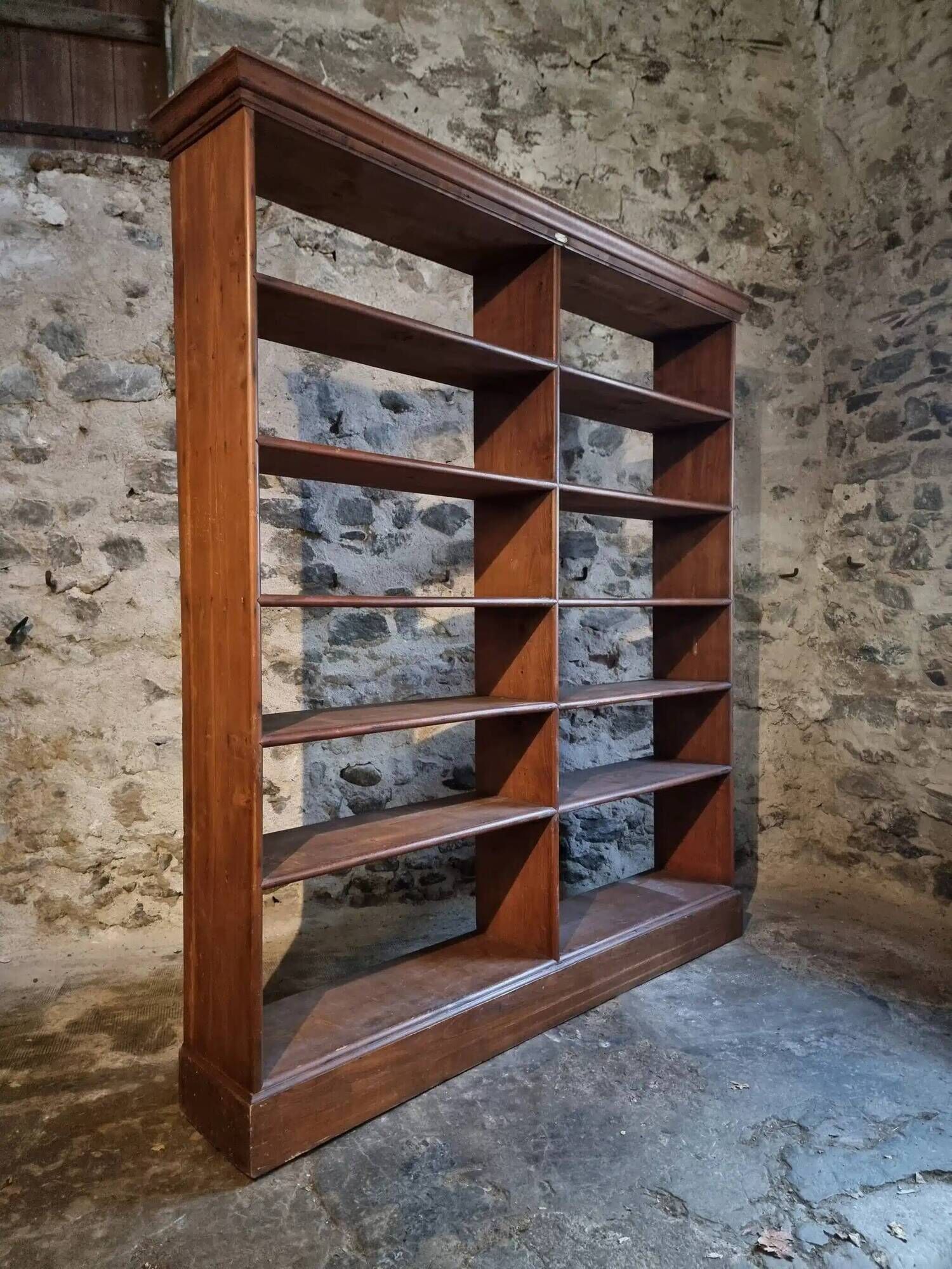 Large open shop shelf from an old French store by Chalmette, 1930s.