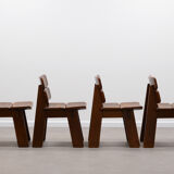 Set of 4 oak Brutalist chairs
