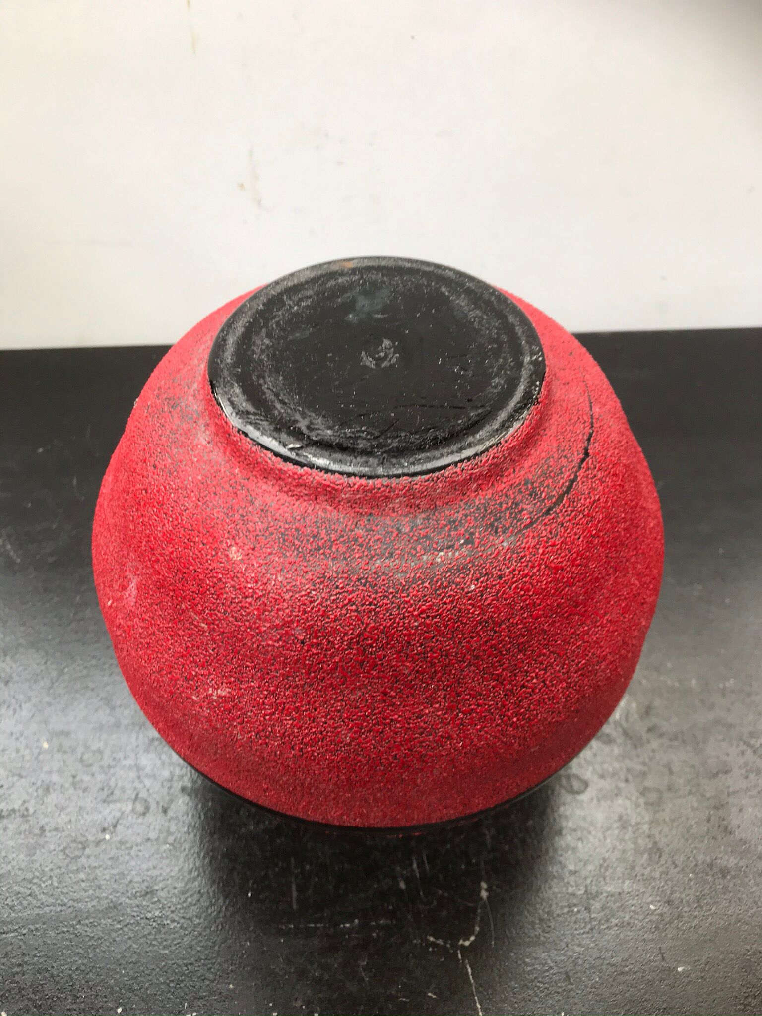 Ancient vase ball art deco glass opalin black - deco red vintage