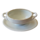 Vintage white earthenware mustard pot or sauce boat.