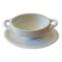 Vintage white earthenware mustard pot or sauce boat.