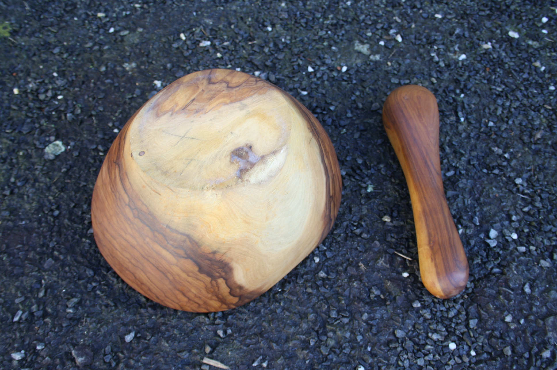 Rustic olive wood mortar