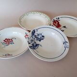 Assiettes creuses en terre de fer Longwy, Digoin Sarreguemines, Moulin des Loups Hamage & Lunéville
