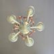 Venetian chandelier, in blue and red Murano glass, five light arms, circa 1950