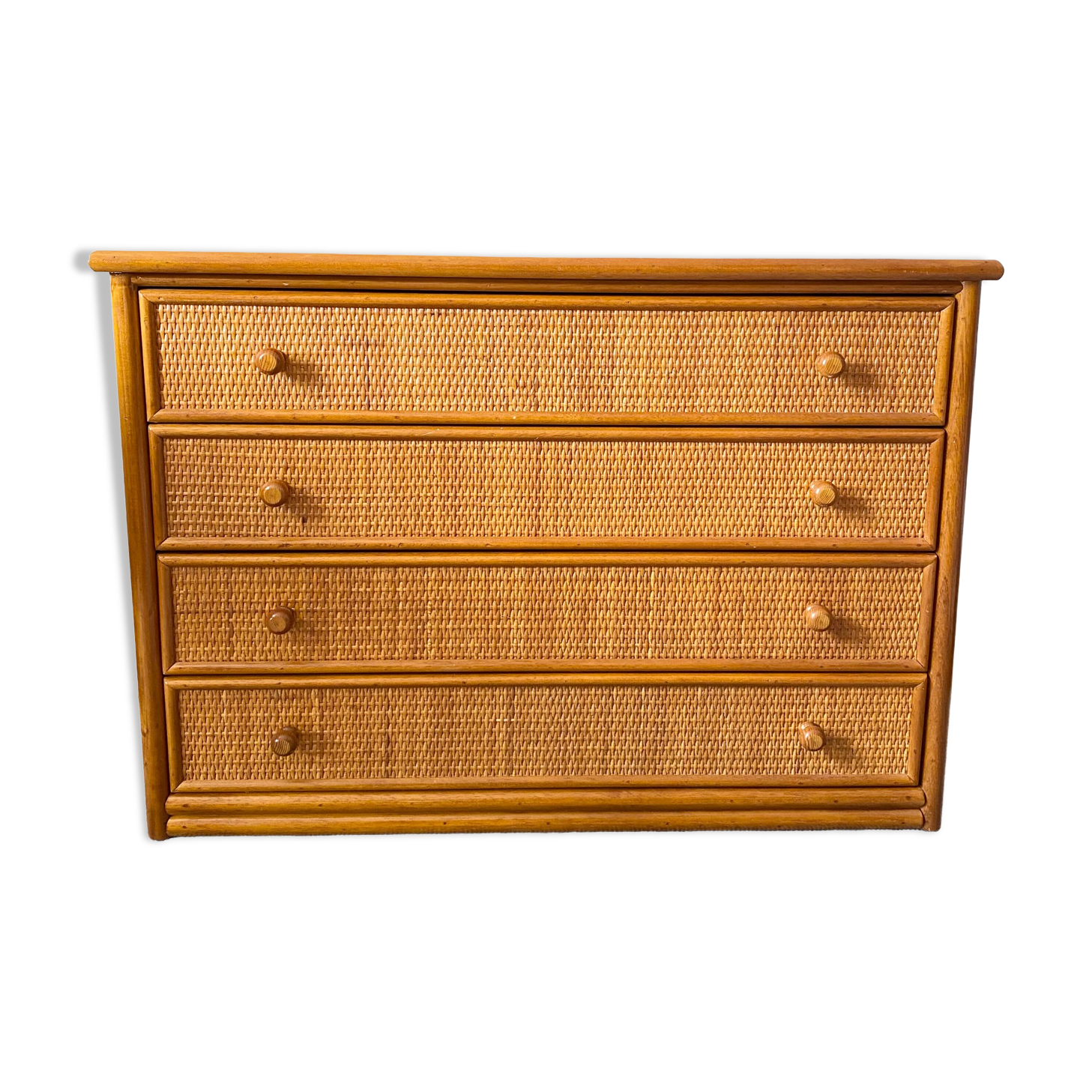 Vintage rattan chest of drawers