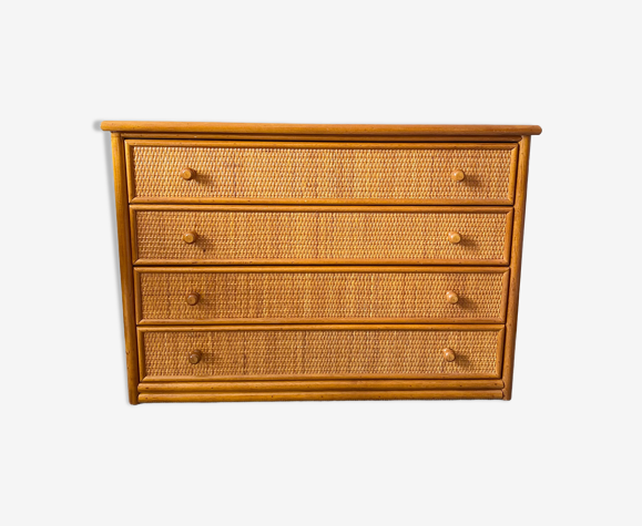 Commode en rotin vintage