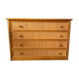 Vintage rattan chest of drawers