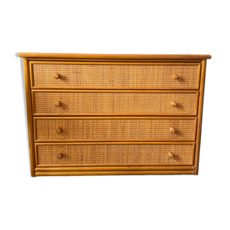 Vintage rattan chest of drawers