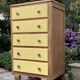 Chiffonnier art déco chêne brut et jaune
