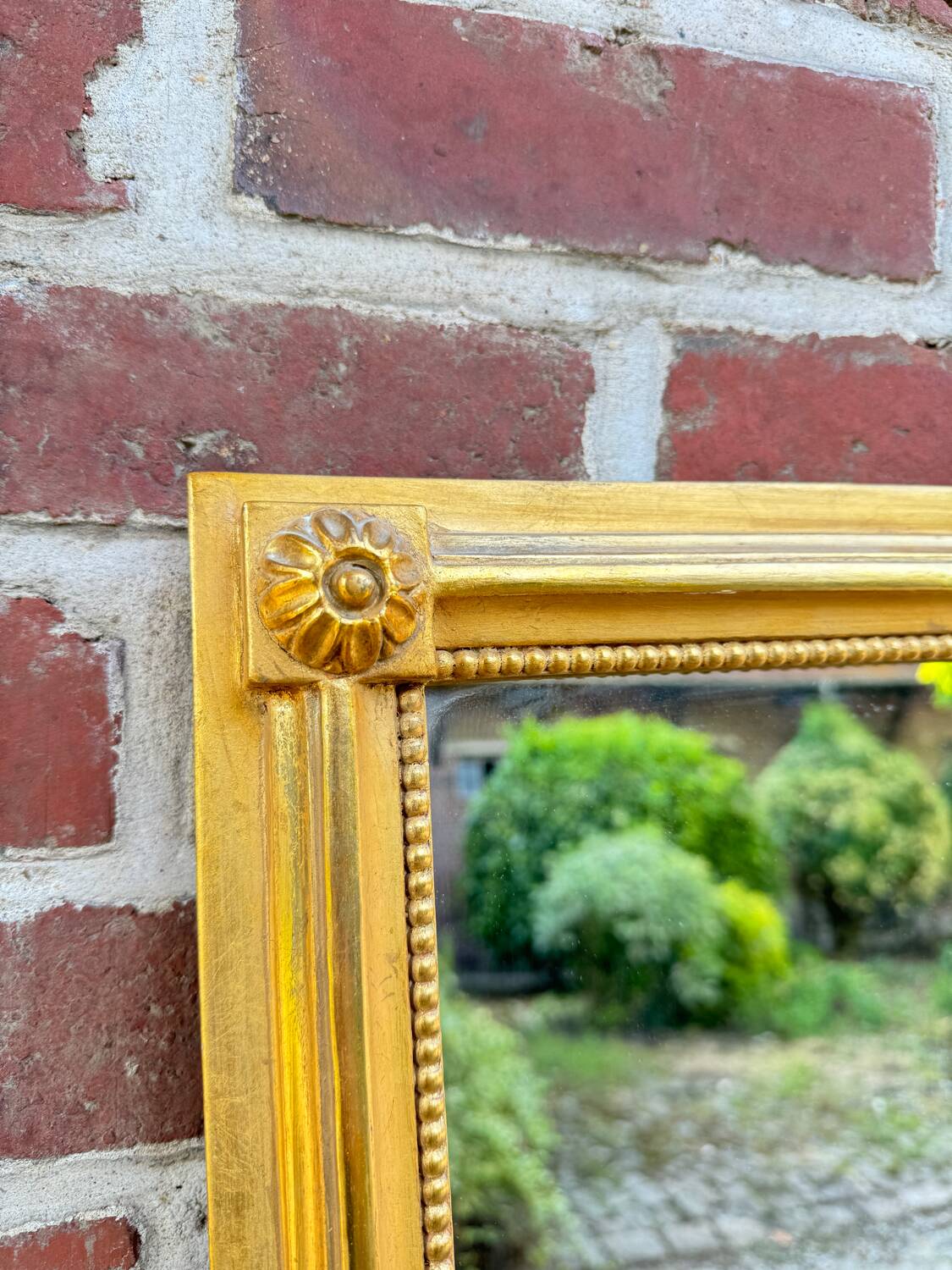 Louis XVI Style Rectangular Mirror In Wood And Golden Stucco