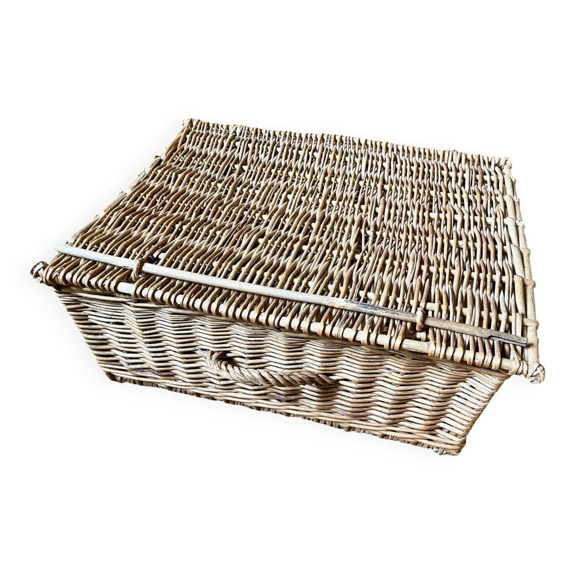 old wicker trunk