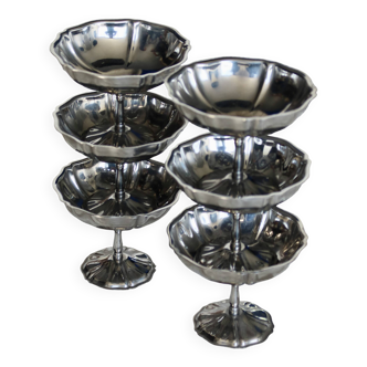 6 ice cream / champagne bowls - Vintage stainless steel - Silver metal
