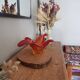 Large orange-red blown glass bowl