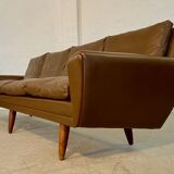 Vintage retro Danish mid-century G. Thams 4 person sofa in brown leather 1960