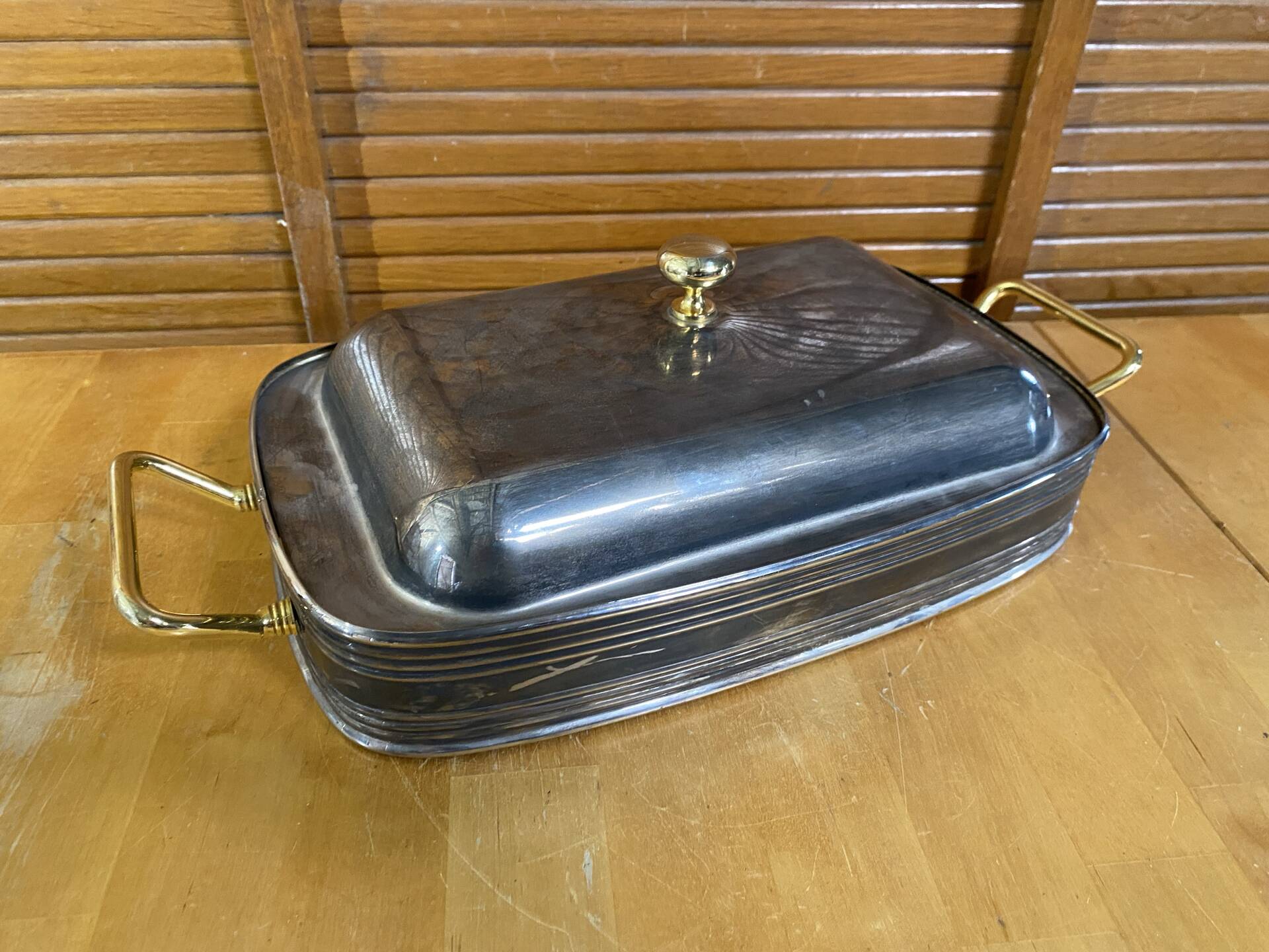 Antique Serving Dish 2R Silverplate Silver + Gold Medicine