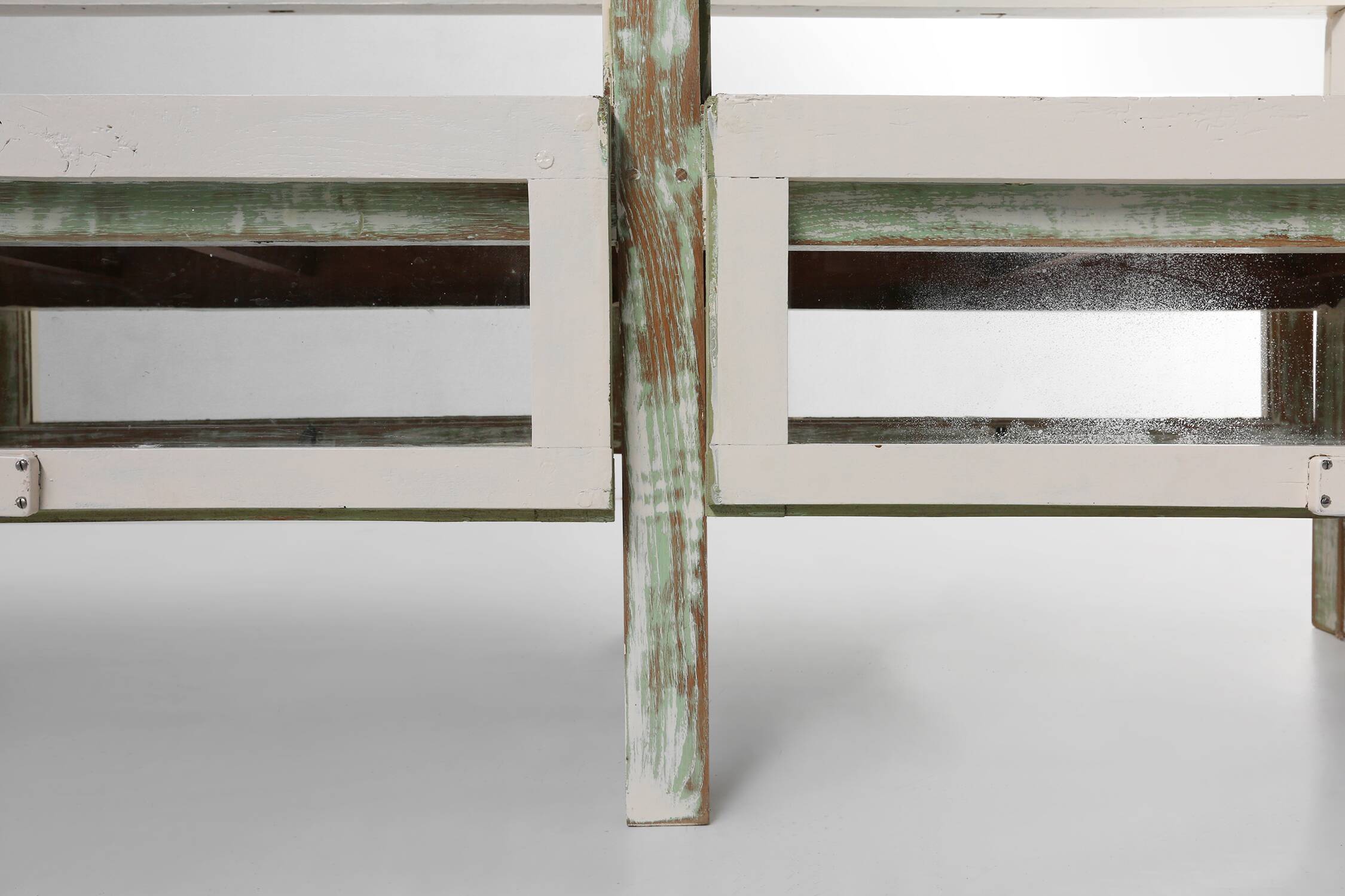 Beautiful patinated large rustic oak display case, France ca. 1900