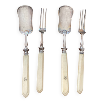 Antique Cutlery - Dessert spoon and fork - in silver