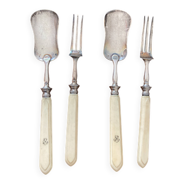 Antique Cutlery - Dessert spoon and fork - in silver