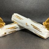 Box of 12 knife holders art nouveau gilded ceramic butterflies