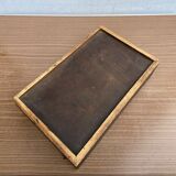 Old game box decorated in wood and felt - Backgammon Lady Dice Game