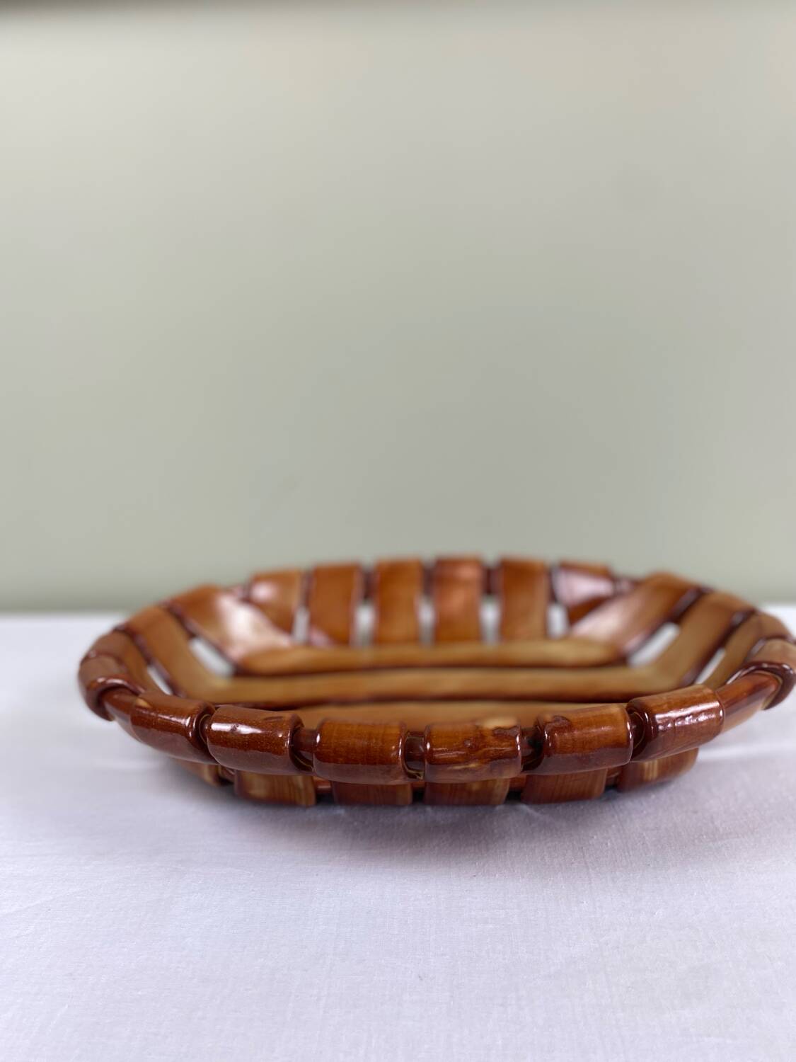 Woven ceramic basket