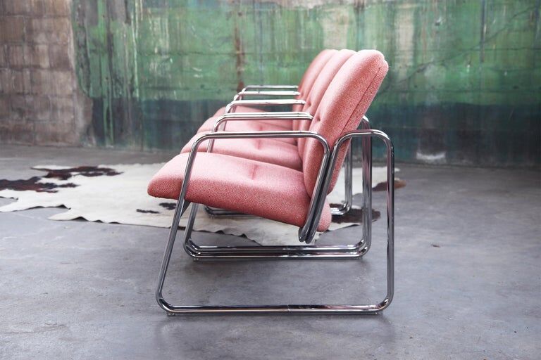 Chrome armchair with Knoll textile, 1980s