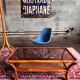 Vintage rattan coffee table and cannage and smoked glass top - 70s