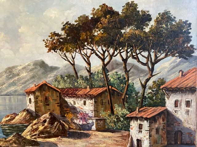 Old painting, Marine, the Riviera , signed 50/60