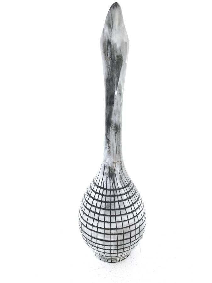 Vintage grey ceramic soliflore, 1970.