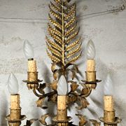 Pair of large golden wall lights, 1950s