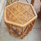 Old rattan and wicker console booster table