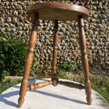 Antique oak tripod stool