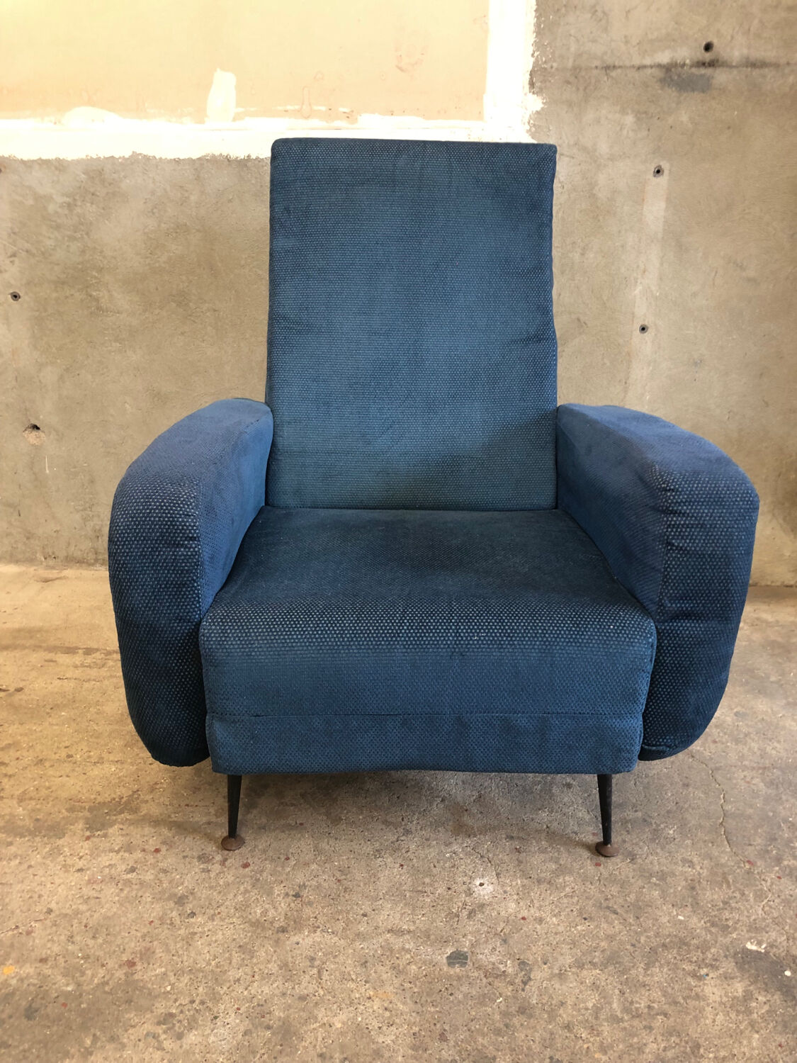 Vintage Italian Blue Armchair circa 1950