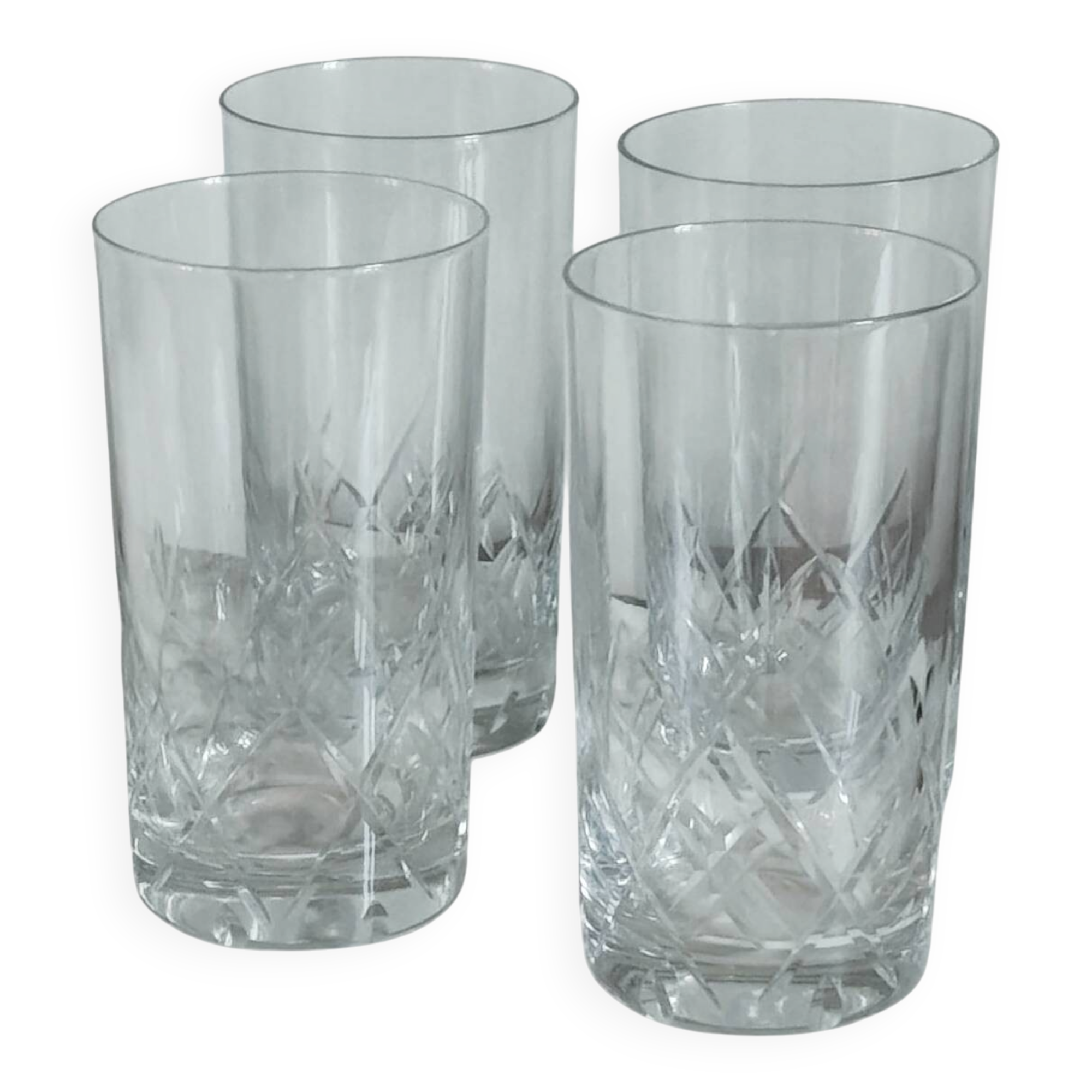 Set of 4 cut crystal orangeade glasses