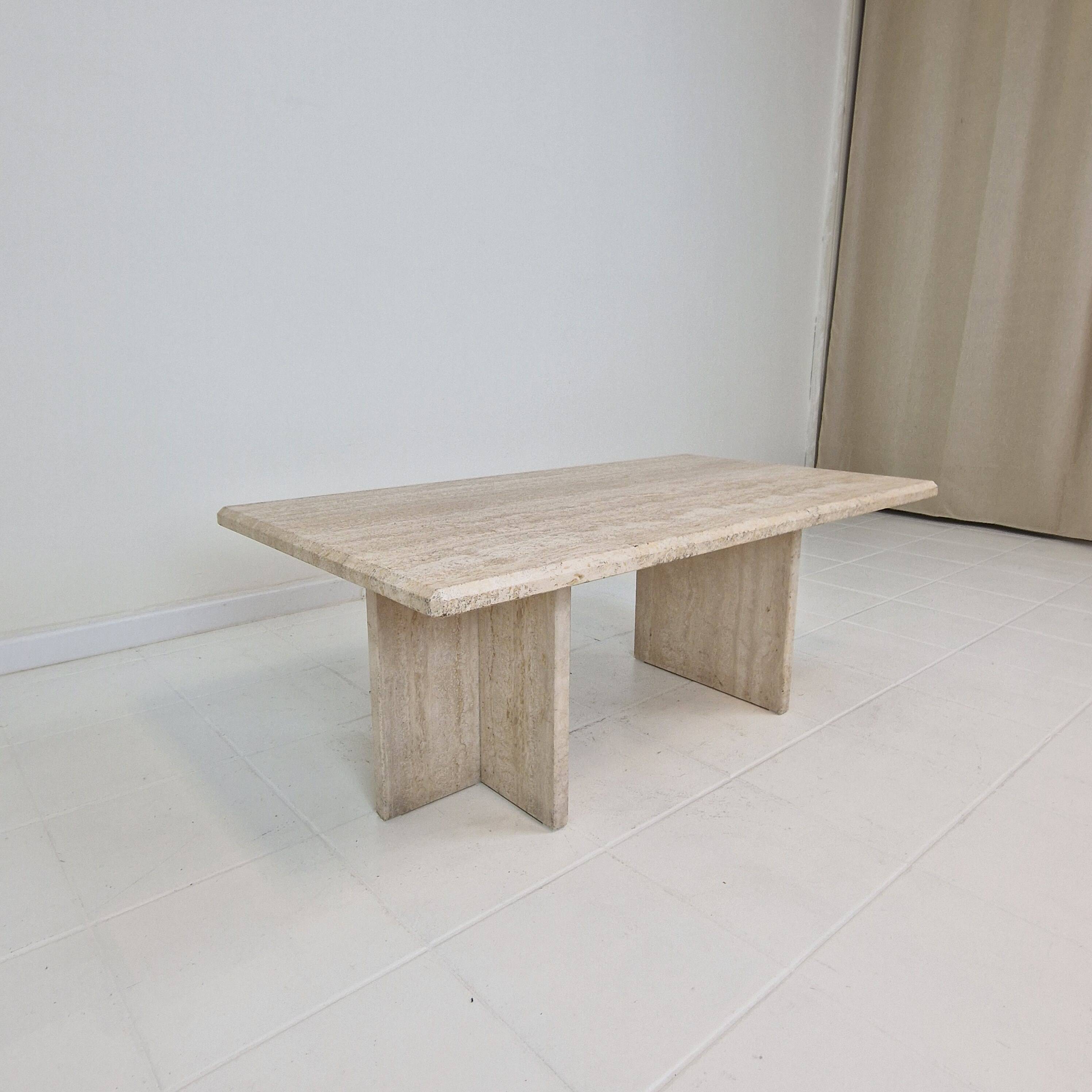 Rectangle Travertine Coffee or Side Table, Italy 1980's