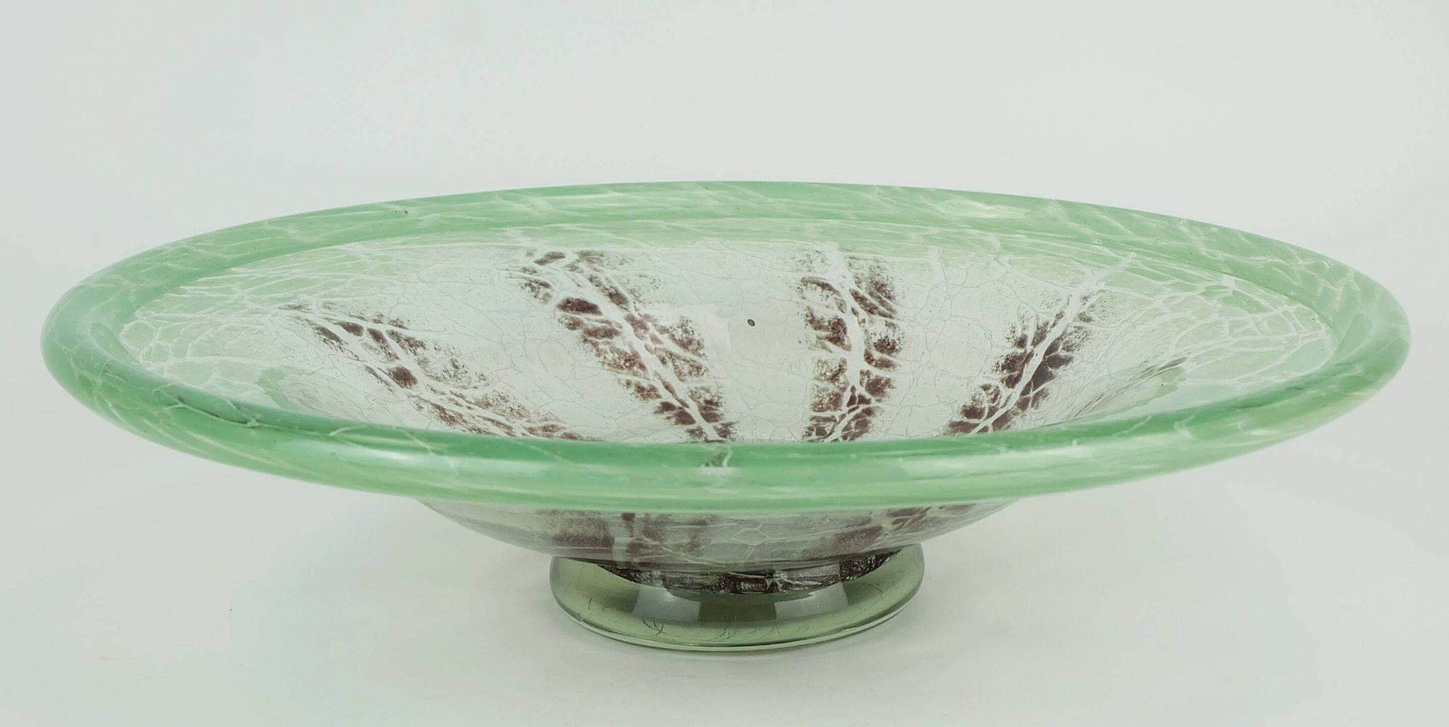 fantastic large WMF art deco ikora glass BOWL karl wiedmann 1930s green and