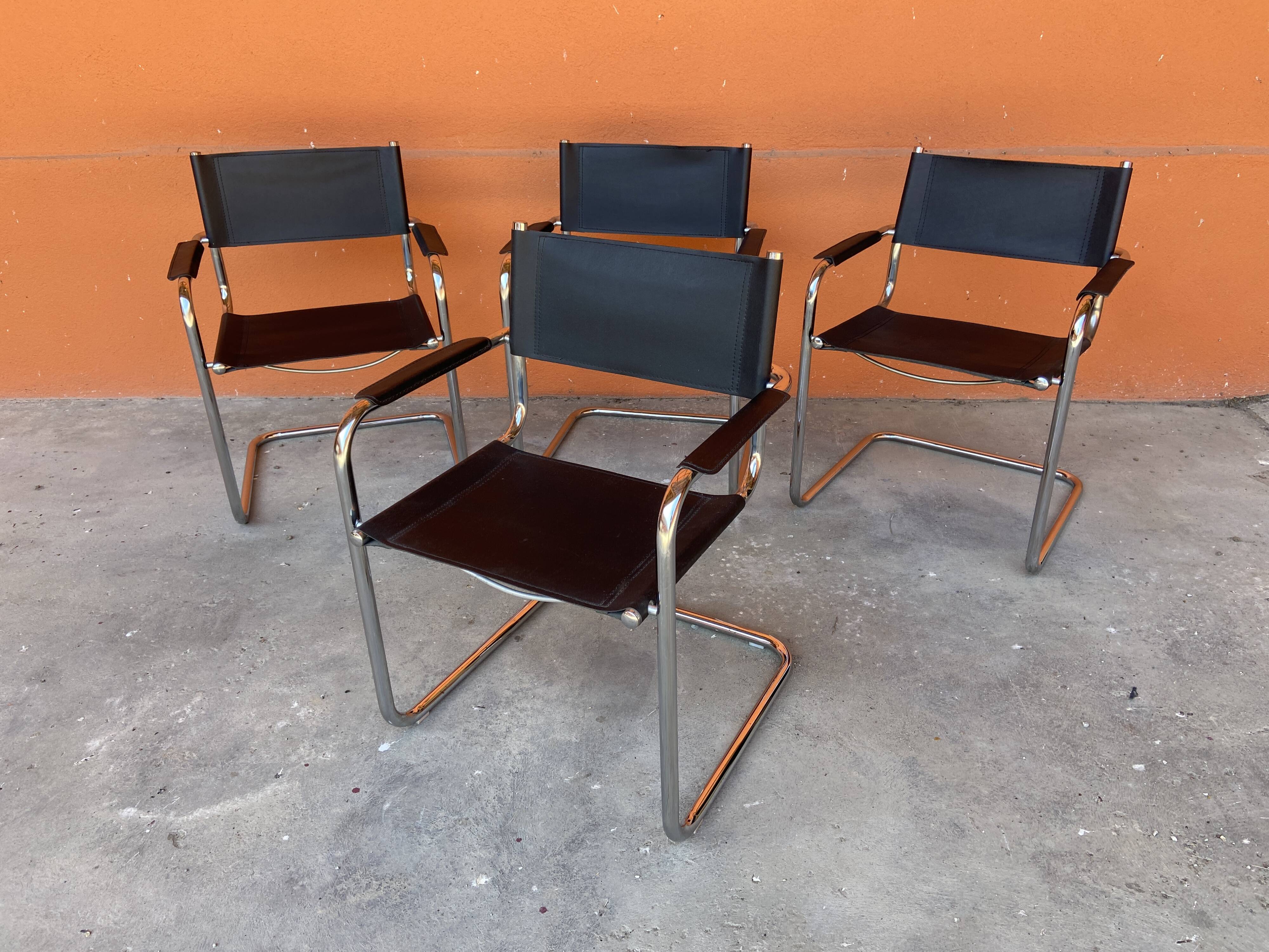 Set of 4 vintage cantilever chairs 1980