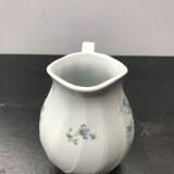 Ancien pichet limoges modèle palm porcelaine blanche décor fleurs vintage