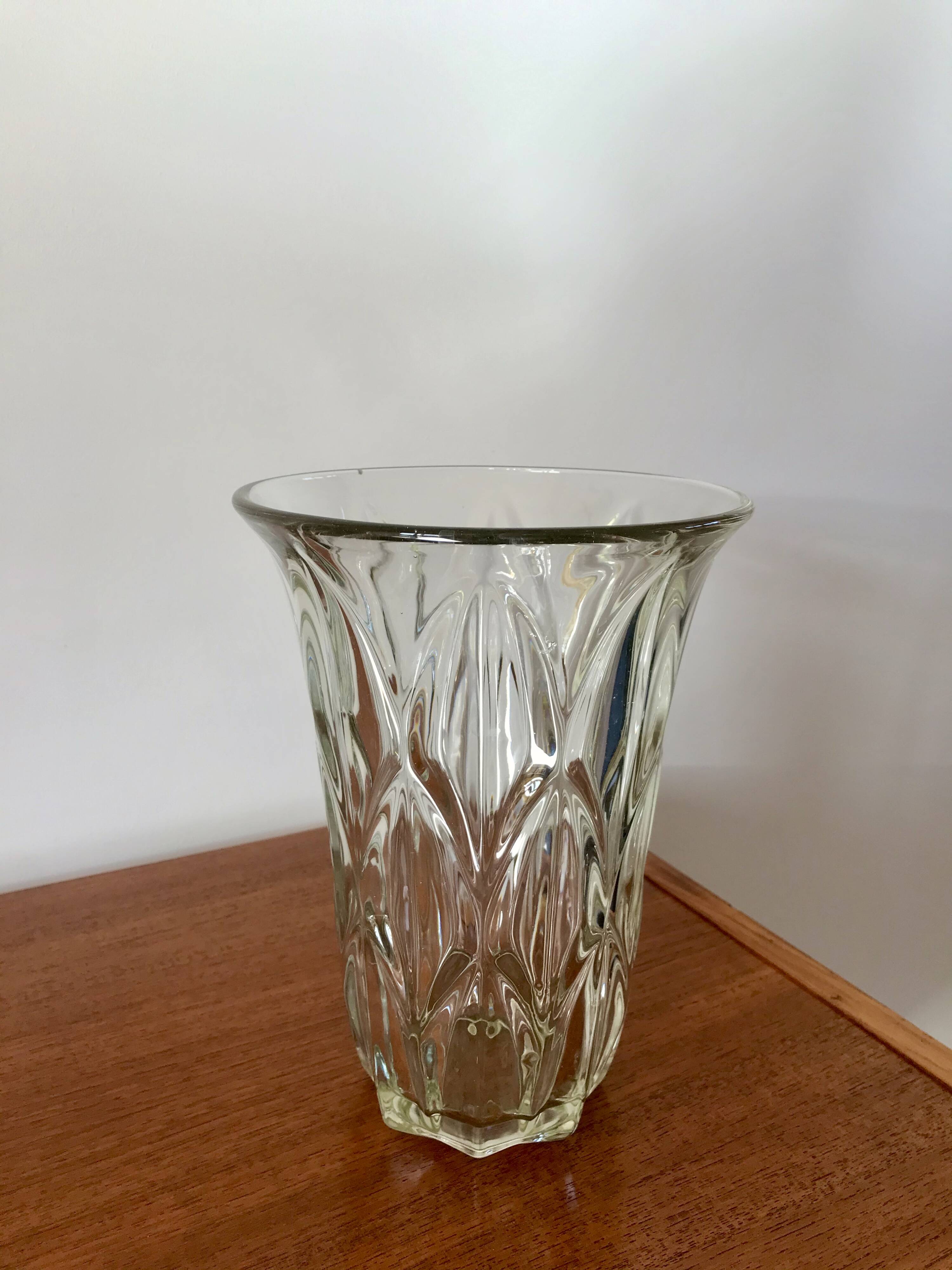 Large faceted flared art deco vase