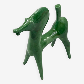 Green Ceramic Horse Figurine by Roberto Rigon, Italy, 1970s